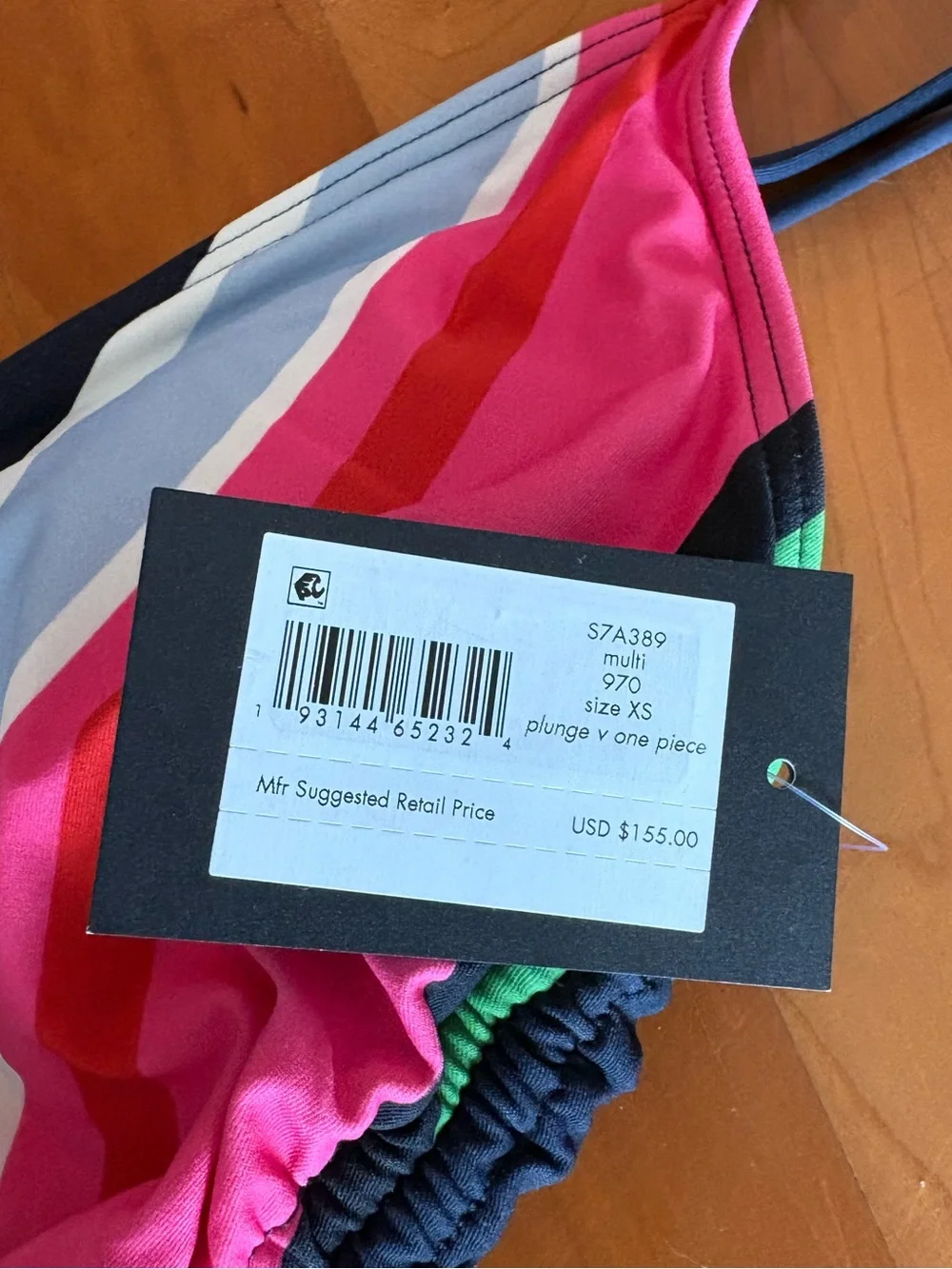 Kate Spade Plunge Neck One Piece Swimsuit Striped Side Tie XS NWT